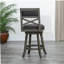 Tabouret pivotant à dossier en X de 24 po de hauteur comptoir, finition gris patiné, siège en tissu gris anthracite