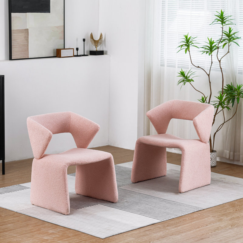 Modern Boucle & Sherpa Multifunctional Chair – Dining Chair For Dining/Office/Makeup/Leisure, Lamb Fabric Upholstery With Tufted Back,Fits Living Room/Bedroom/Workspace
