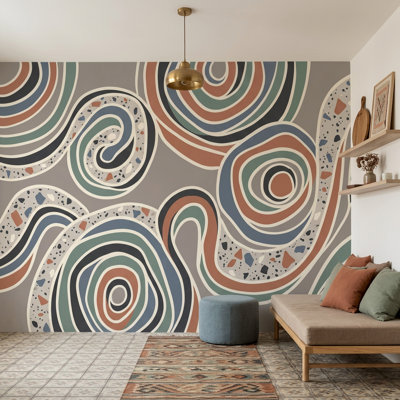 Décoration murale amovible de style abstrait Mid-Century