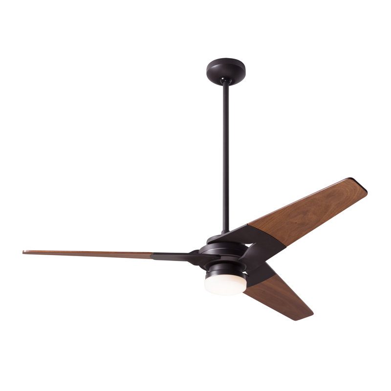 Torsion LED Downrod Ceiling Fan, Dark Bronze, Mahogany, Fan Speed and Light Control (3-wire)