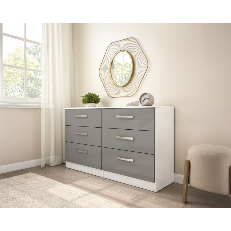 Marquitta 6 Drawer 127.5Cm W Dresser, White/Grey