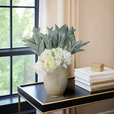 Decorative Round Glass Flower Vase with Speckled Finish for Living Room Decor - Textured Tall Vase for Home Display or Table Centerpiece