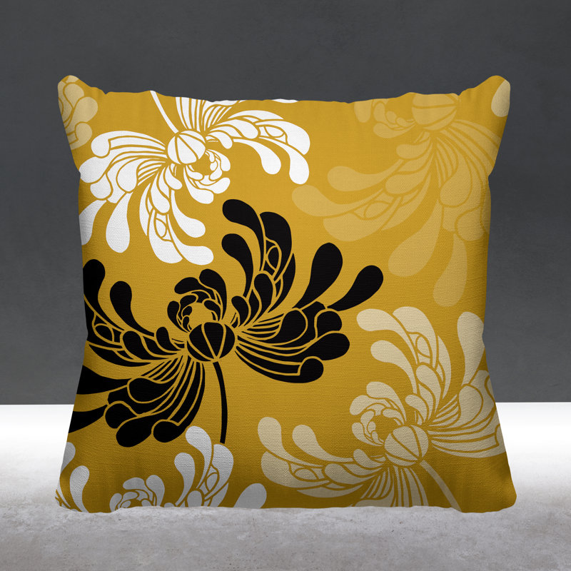 Coussin décoratif intérieur / extérieur Marilyn, 15 po x 15 po, Jaune, Carré