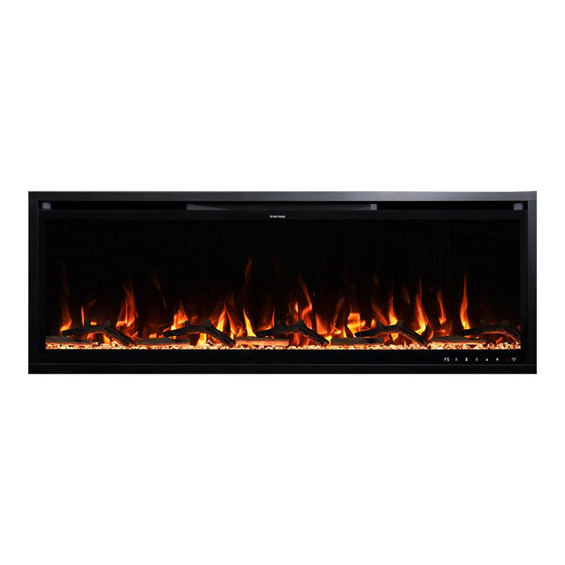 Ultra Thin 50" Aerus Slim Recessed or Wall Mounted Electric Fireplace, Alexa/Wifi Enabled, 17.63" H x 50" W x 4.25" D