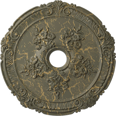 Endurathane Attica with Rose Ceiling Medallion, 26"OD x 3 3/4"ID x 1 1/2"P (Fits Canopies up to 4 1/2"), Hand-Painted Witch Hazel Crackle Finish