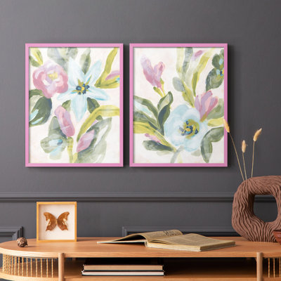 Impression encadrée florale Fresco I-Premium - prête à être accrochée - aucun clou requis - aucun clou requis