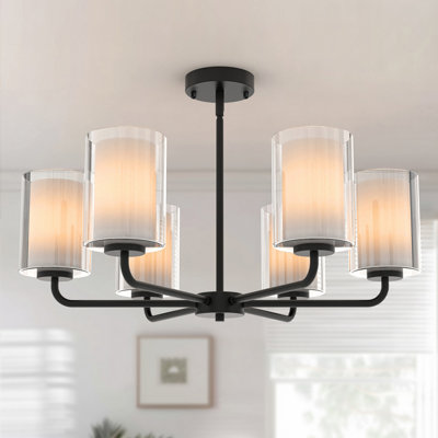 Lustre suspendu encastré 6 lumières pour bar loft de cuisine Bauman