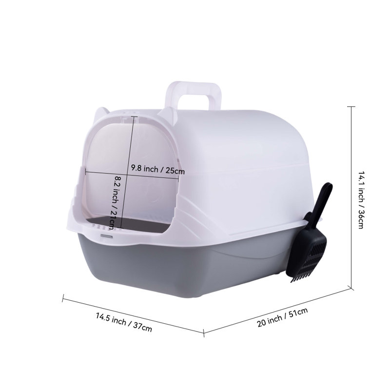 Polyethylene Plastic Enclosed Litter Box with Scoop