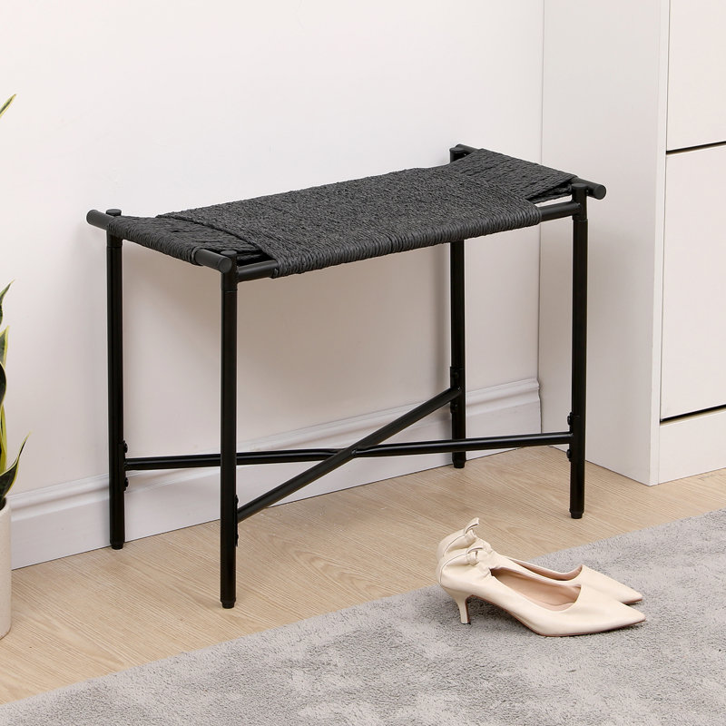 Banc en corde de papier Jacob avec structure en métal, Noir