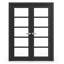 Portes doubles françaises massives Quadro 4522 Noir mat avec vitrage clair, cadre en bois massif, portes robustes pour placard ou chambre à coucher, 56 x 80 (2 x 28 x 80)-75674834