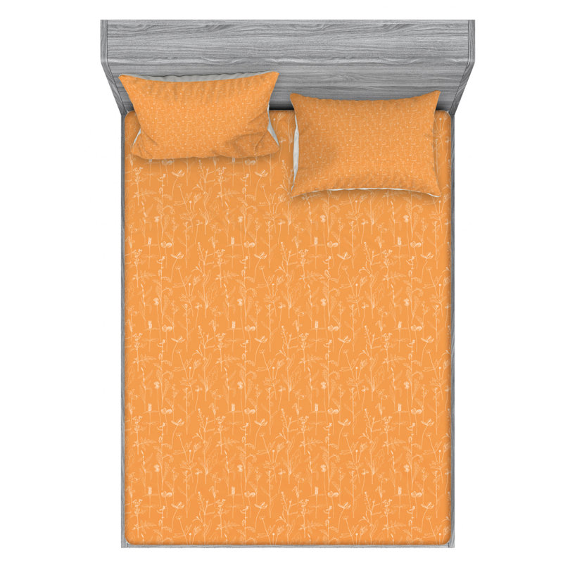 Microfiber Floral Sheet Set, Queen Sheet Set with Fitted Sheet