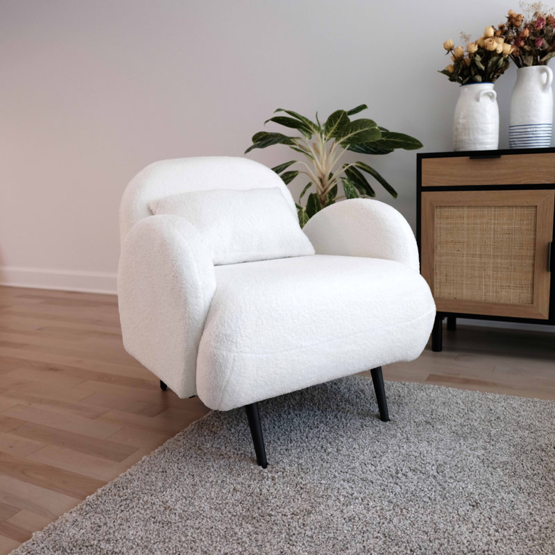 Cloud-arm Upholstered Boucle Accent Chair With Pillow