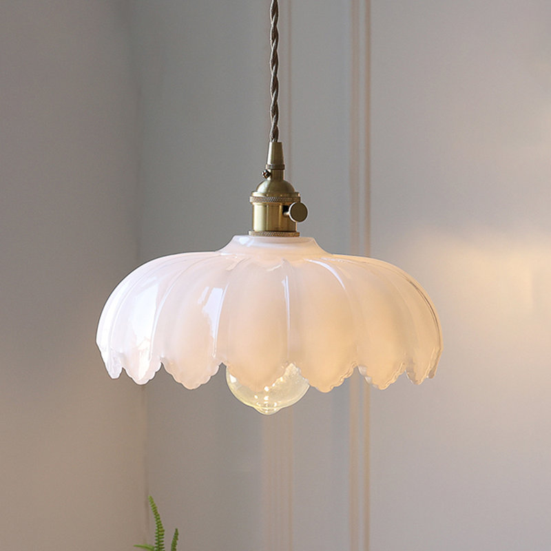 1 - Light Unique Dome Pendant with Switch, White