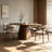 Brown Curved Solid Wood Dining Table