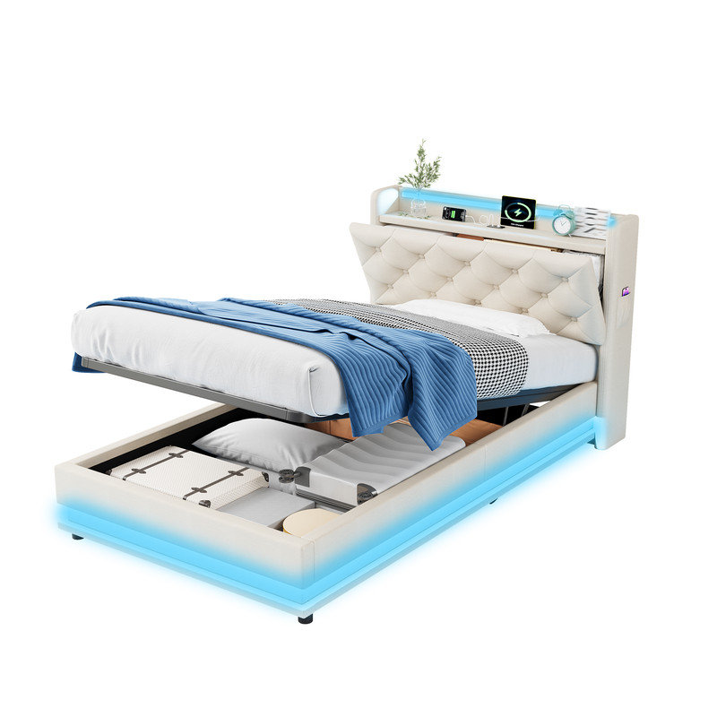 Bed, Beige