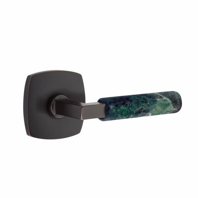 Ensemble de leviers de passage Emtek Select, rosette Urban Modern, tige carrée en L, poignée en marbre blanc, CF