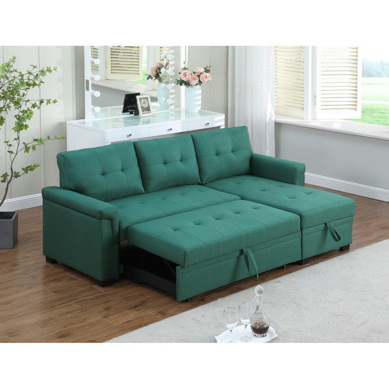 Canapé modulaire réversible en lin avec méridienne moderne 84 po Lucca