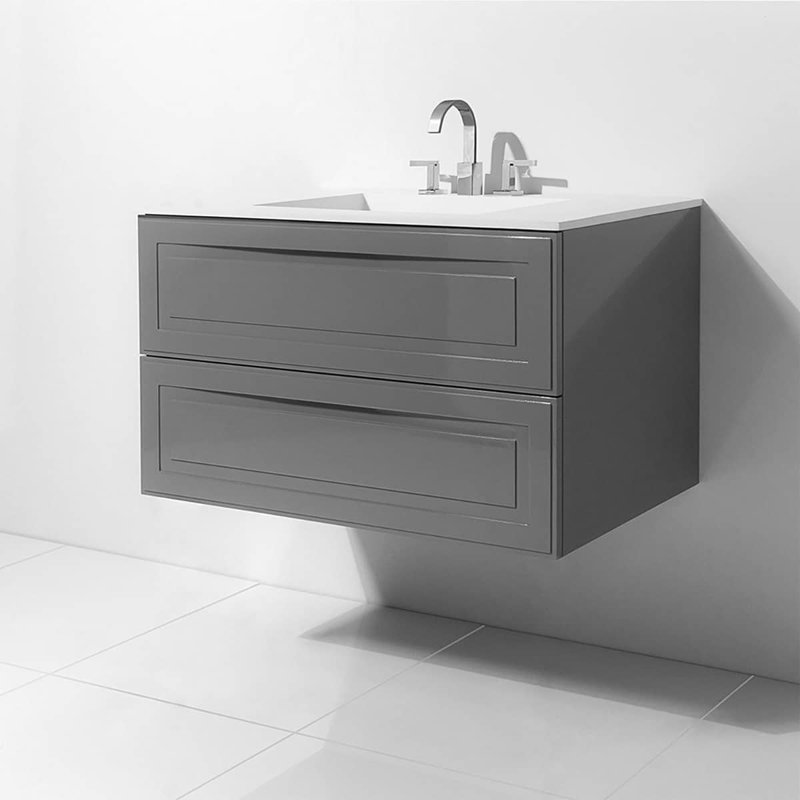 Alma 30.25" Wall Mounted Single Bathroom Vanity with Top, Grigio Gray