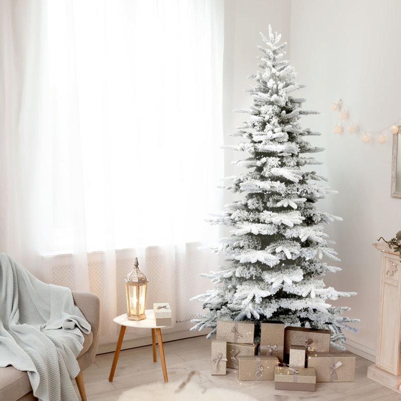 6.5 ft Flocked Pine Valley Artificial Christmas Tree with Snow Finish