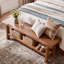 Banc de chambre en bois massif Farmhouse, banc de bout de lit rustique à 2 niveaux avec tablette de rangement inférieure-2048265402