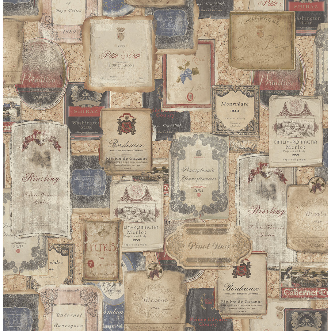 Abrahamsom Vintage Labels 33' L x 20.5" W Wallpaper Roll Fleur De Lis Living 