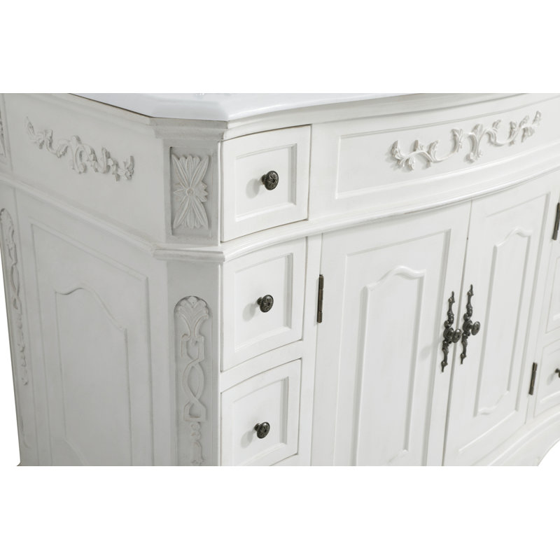 Ensemble de meuble-lavabo simple 42 po Lunette, Ivoire, Blanc Ivoire