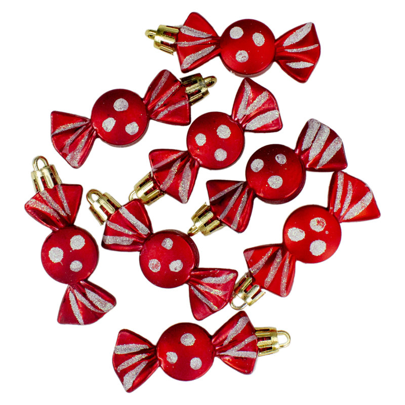 Ornements de Noël ronds et blancs incassables à la menthe poivrée 8 carats 8,25 po
