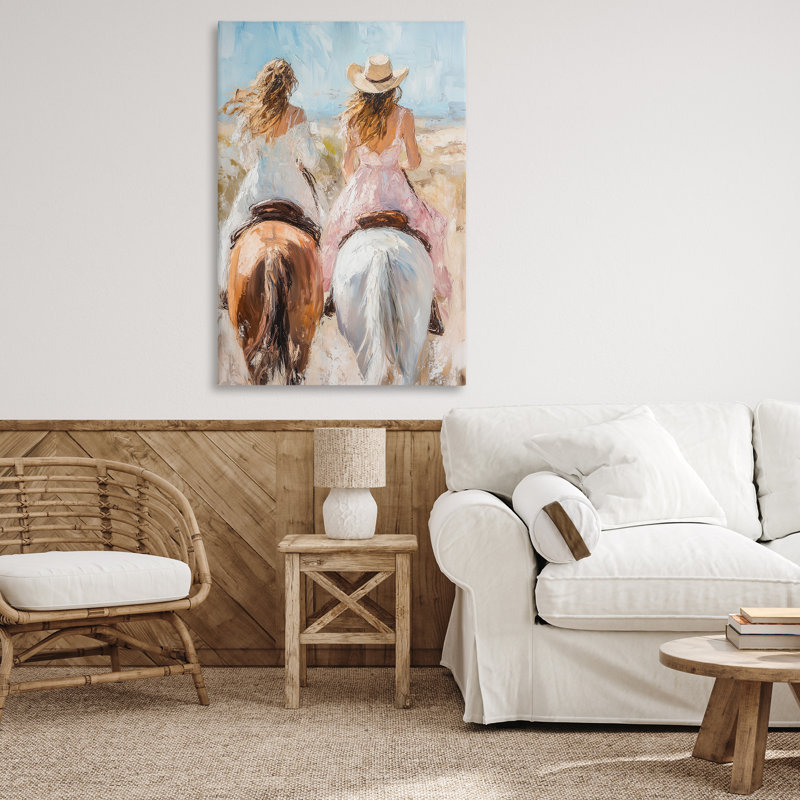 Art mural sur toile Cowgirl Friends & Horses, conception par Heidi Kuntz, H 45 po x l 30 po