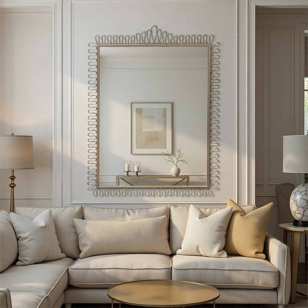 Squiggle Rectangle Champagne Silver Mirror