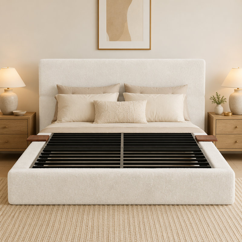 Bed Frame with Adjustable Sliding Side Table