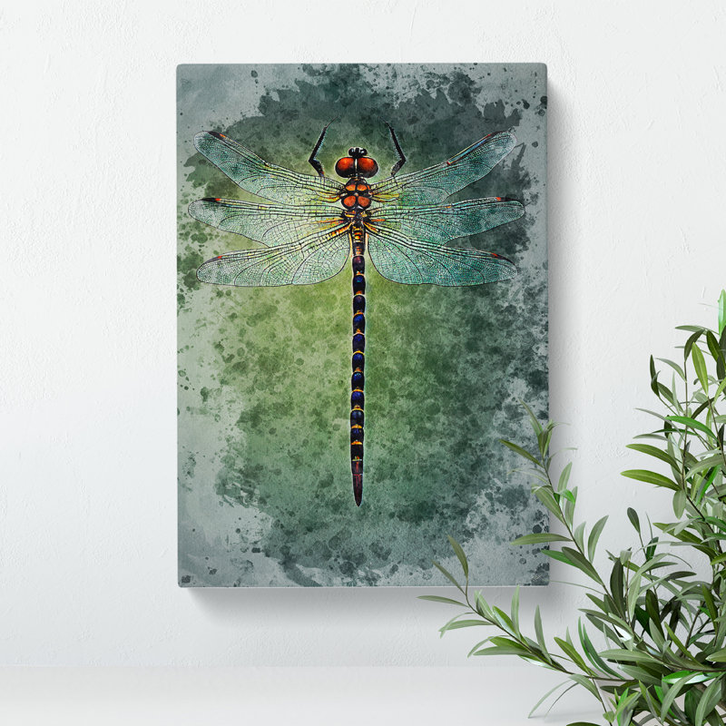 Watercolour Dragonfly No.2 - Wrapped Canvas, 50cm H x 35cm W x 3cm D