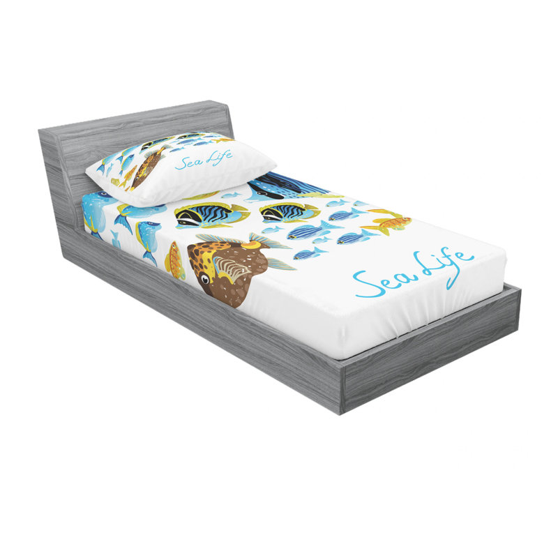 Ensemble de draps Tropical Fish Creatures, Taie d'oreiller pour lit simple TG