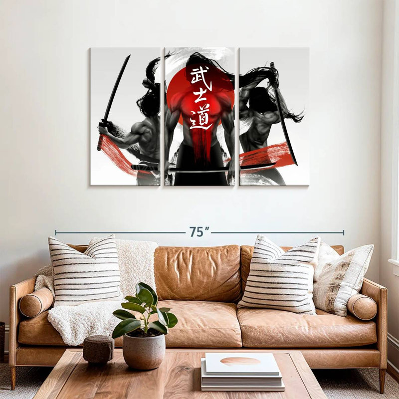 Leisha Three Samurais, 36" H x 57" W
