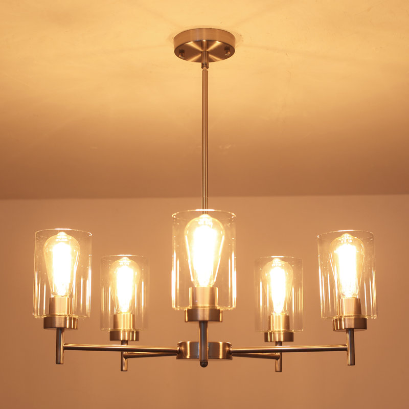5 - Light Dimmable Kitchen Island Chandelier, Nickel