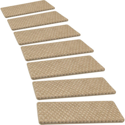 Ensemble de tapis d'escalier, aucun adhésif requis, coussin de protection d'escalier intérieur antidérapant, tapis adapté aux animaux de compagnie, 9,5 po x 30 po (ensemble de 7 pièces, kaki)