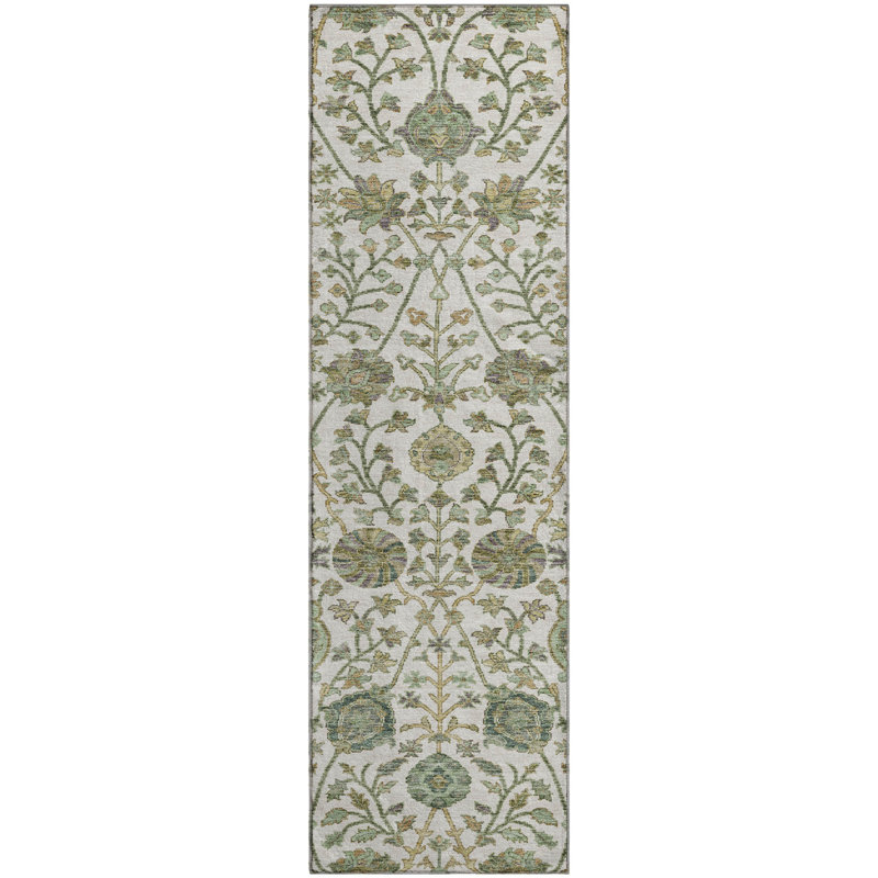Tapis floral lavable à la machine de qualité supérieure Alexa AMF1087, Tapis de couloir 2 pi 3 po x 7 pi 6 po