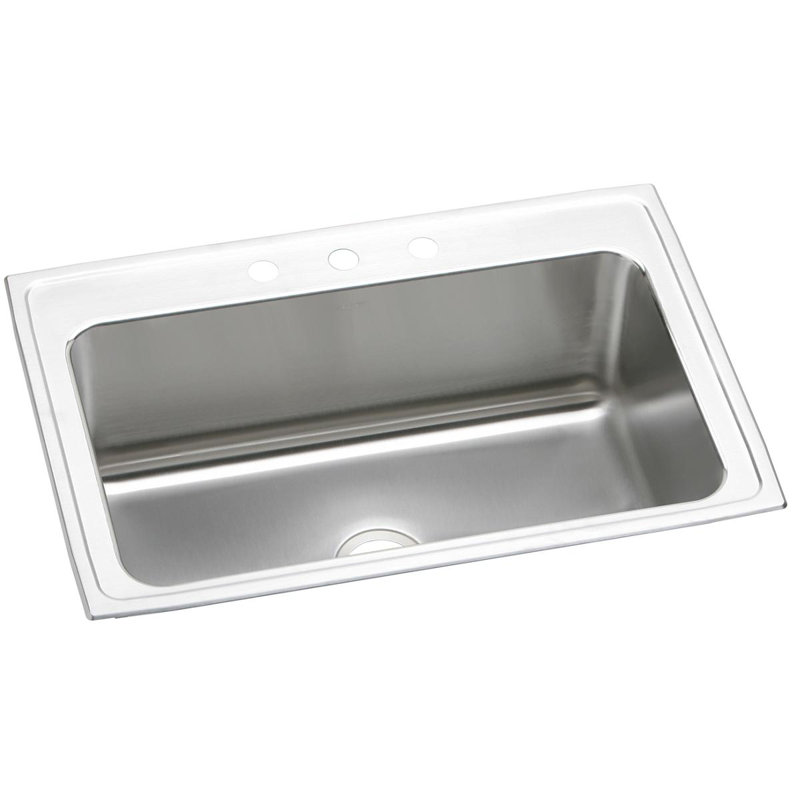Évier de cuisine à montage sur plan L 33 po x l 22 po Lustertone, 3 trous