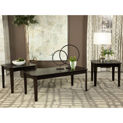 Ensemble de 3 tables basses et tables de bout Amaro brun foncé (table incluse seulement)