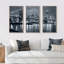 «Panorama New York City At Night - Cityscape», ensemble d'art mural sur toile encadré-282441794-282441796
