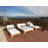 Teak Double Reclining Teak Chaise Lounge with Cushion-946479529