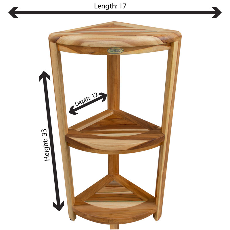 EcoDecors, Snazzy Corner, Teak Corner Shower Shelf, Shower Stand Corner, in EarthyTeak™