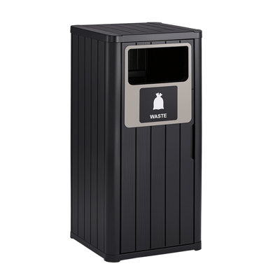 Winado 21 Gallon Black Waterproof Outdoor Trash Can With Fixed Lid