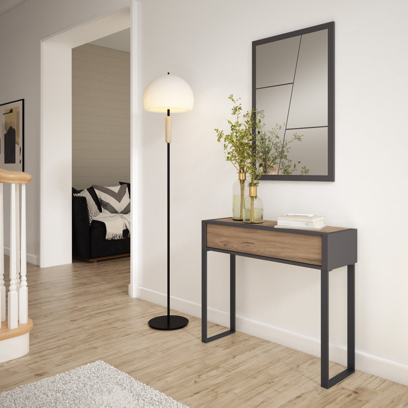 Myrone Dressing Table with Mirror, Walnut/Grey