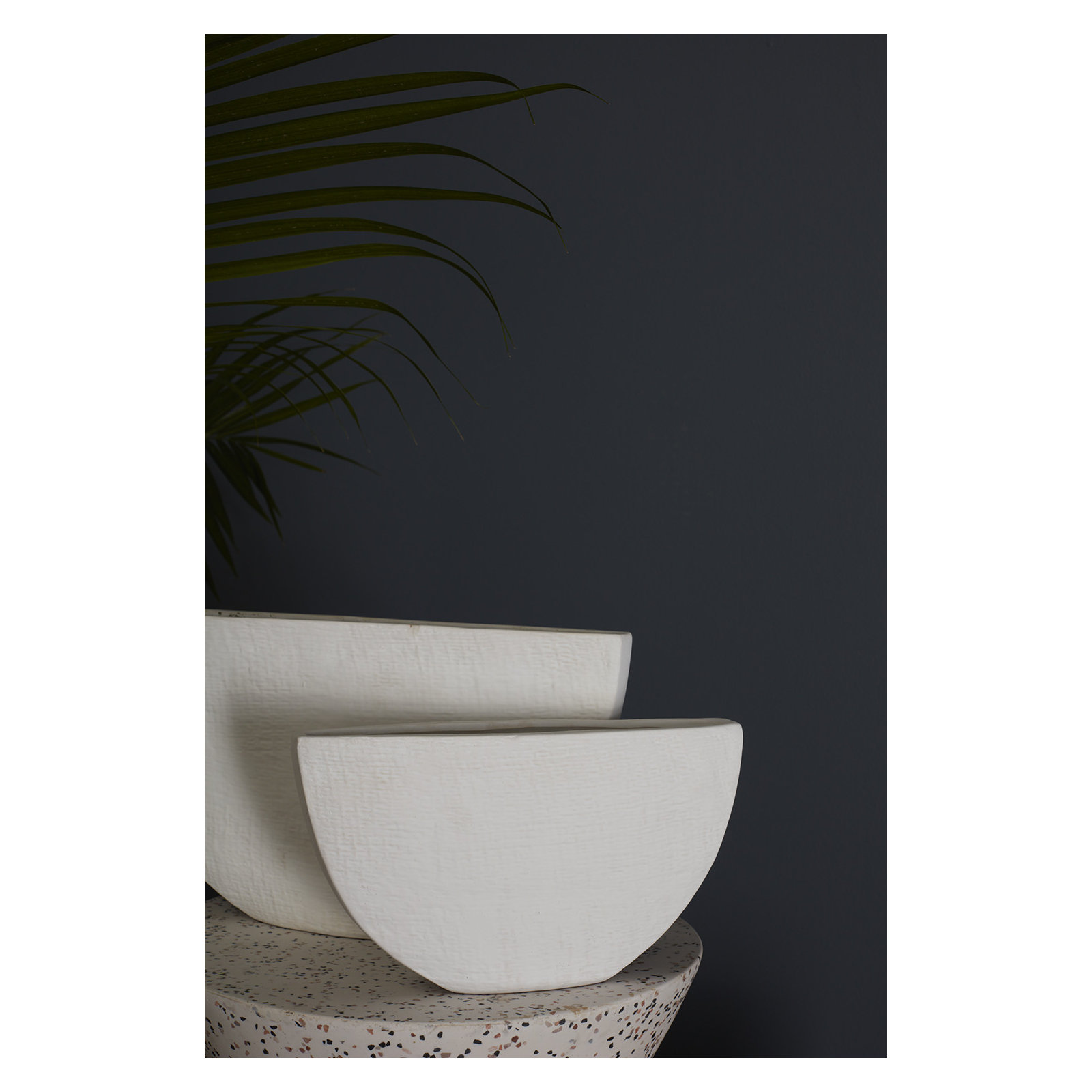 Handmade Ceramic Pot Planter, White, 5.75" H x 10.5" W x 2.5" D