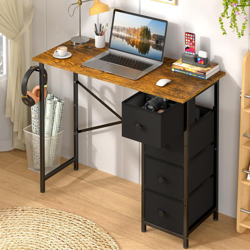 Small Computer Desk, Brown/Black