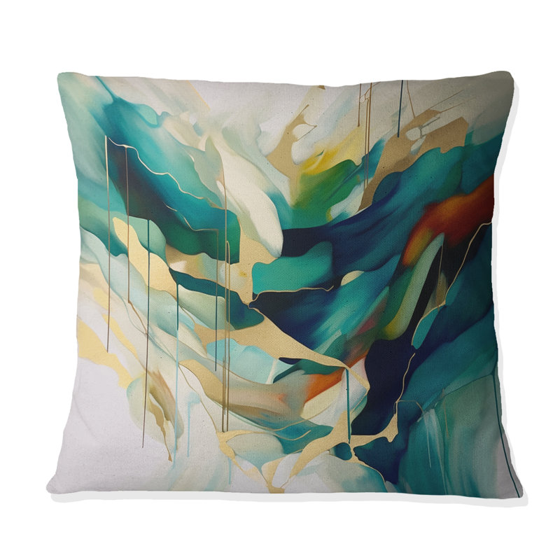 Coussin décoratif crème et vert Harmonic Convergence I - Abstract Shapes