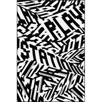 Black Text Themed Decorative Washable Rug