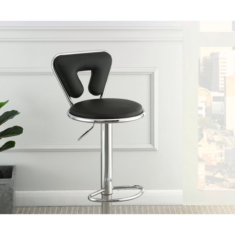 Tabouret de bar ajustable à gaz au fini noir en similicuir avec structure en métal, ensemble de 2 chaises modernes et élégantes