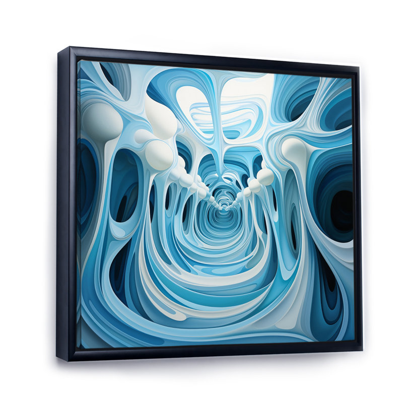 Jaquavia Op Blue Focus V - imprimé, Cadre flottant noir, H 36 po x l 36 po x P 1,5 po