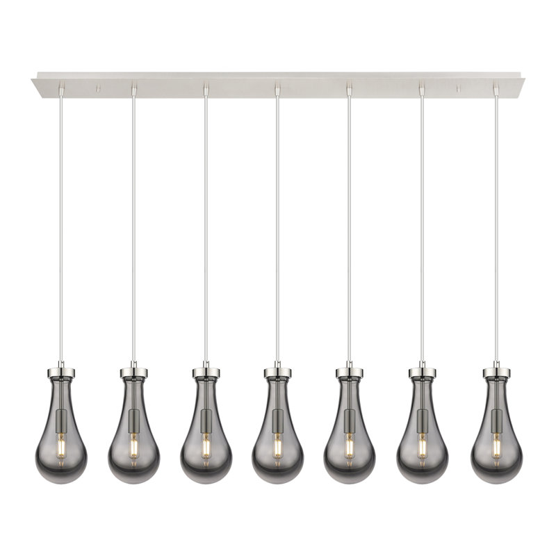 Replogle 7 - Light Kitchen Island Pendant, Light Smoke, Polished Nickel